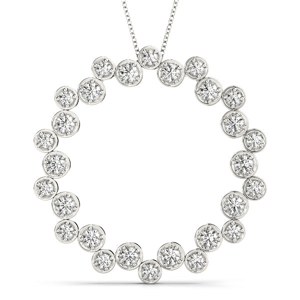 18K White Gold Diamond Circle Pendant