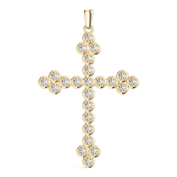 Yellow Gold Diamond Religious Cross Pendant