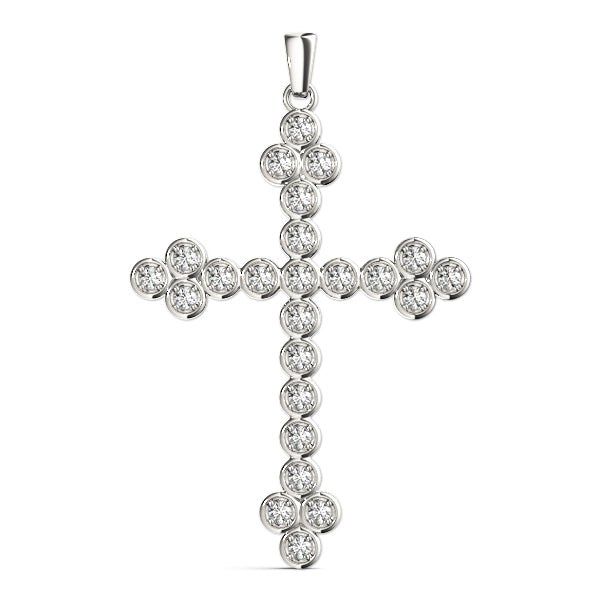14K White Gold Diamond Cross Pendant Jewelry