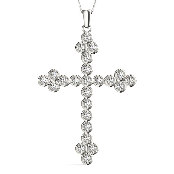 14K White Gold Diamond Cross Pendant Jewelry