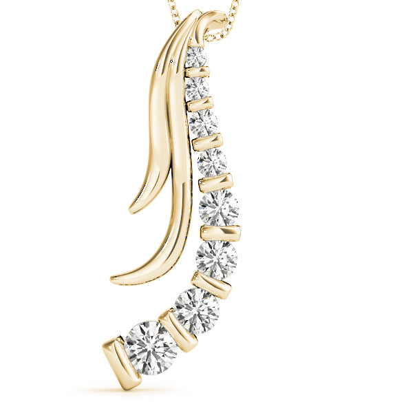 18K Yellow Gold Round Diamond Journey Pendant