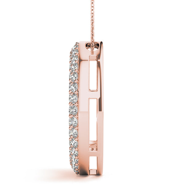 14K Rose Gold Diamond Circle Pendant