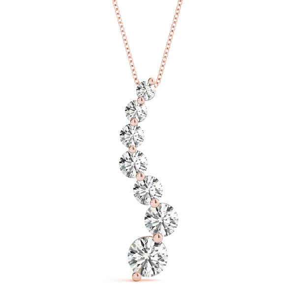 14K Rose Gold Round Diamond Journey Pendant