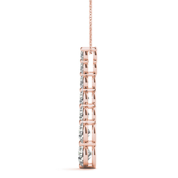 14K Rose Gold Round Diamond Journey Pendant