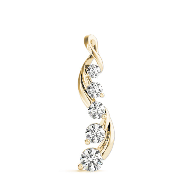 18K Yellow Gold Round Diamond Journey Pendant