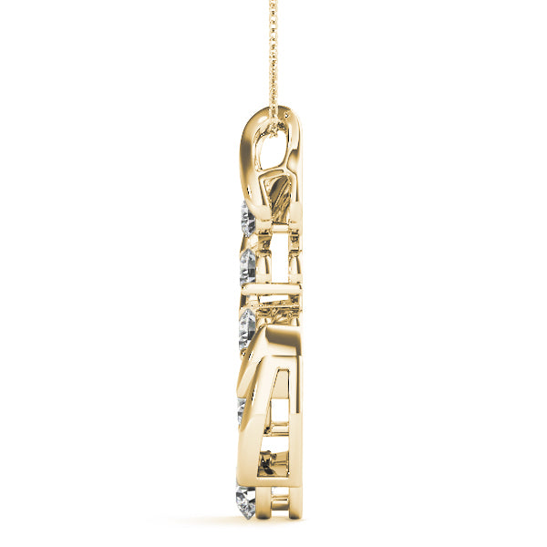18K Yellow Gold Round Diamond Journey Pendant