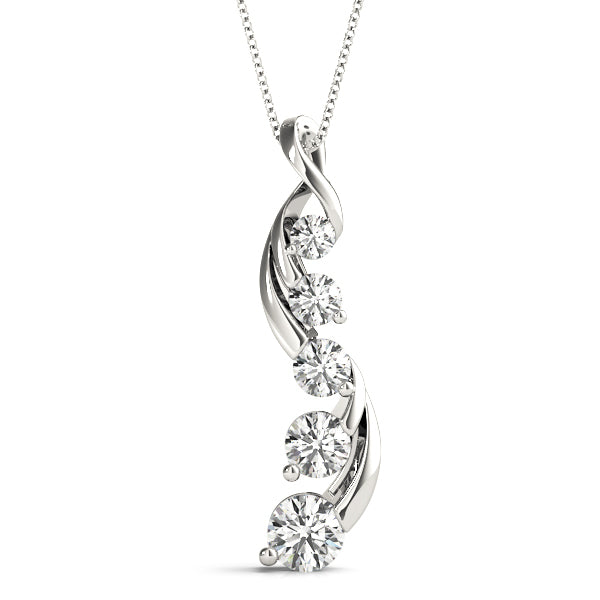 14K White Gold Diamond Journey Pendant