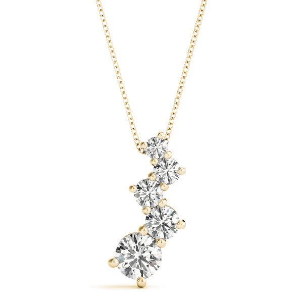 14K Yellow Gold Round Diamond Journey Pendant