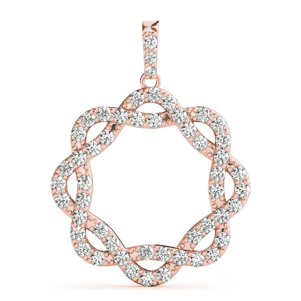 14K Rose Gold Diamond Circle Pendant