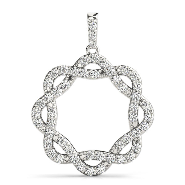 Platinum 1ctw Round Diamond Circle Pendant