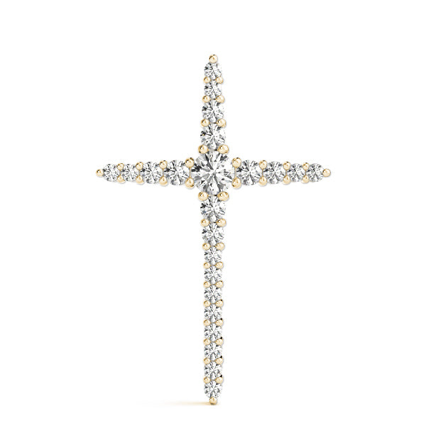 14K Yellow Gold Diamond Cross Pendant