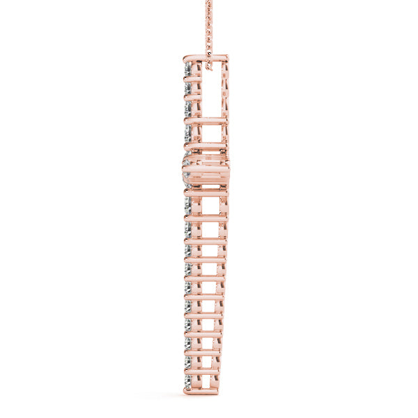 14K Rose Gold Diamond Religious Cross Pendant