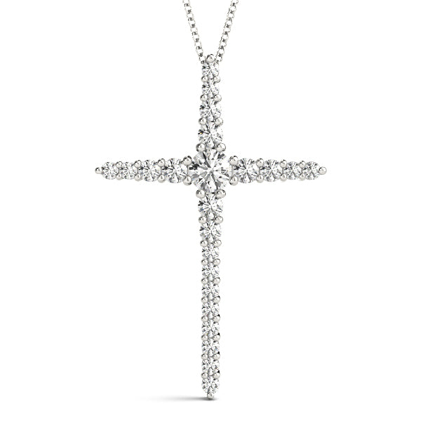 18K White Gold Diamond Religious Cross Pendant