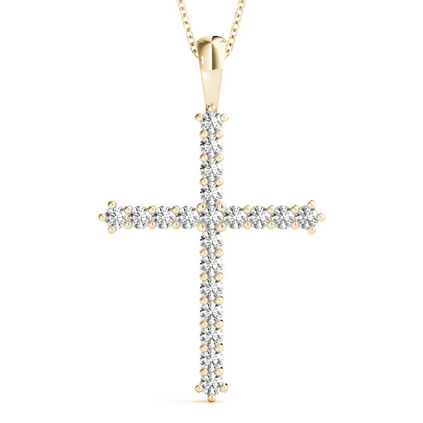 Diamond Religious Cross Pendant - 14K Yellow Gold