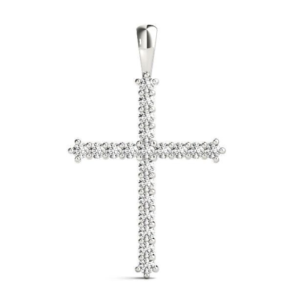 White Platinum Diamond Cross Pendant Religious Jewelry