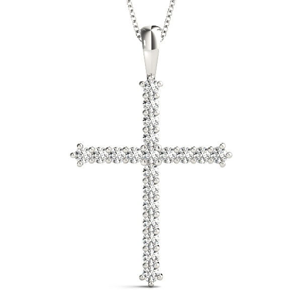 14K White Gold Diamond Religious Cross Pendant