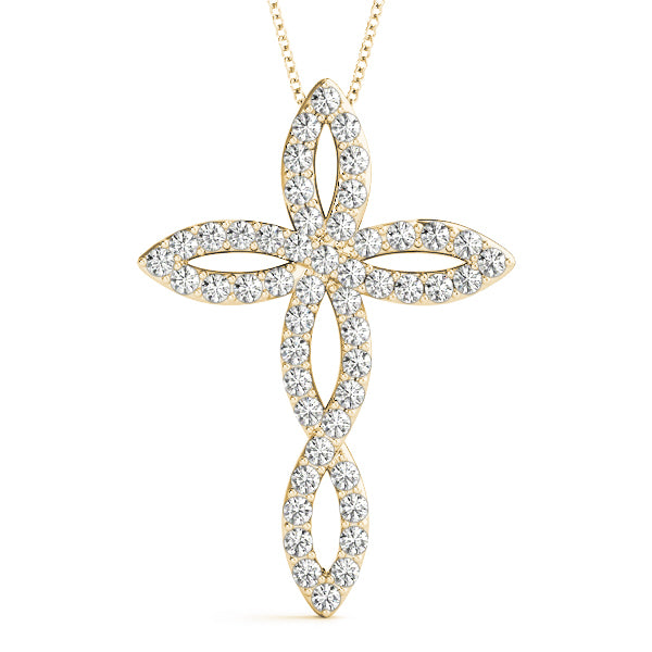 Yellow Gold Diamond Religious Cross Pendant