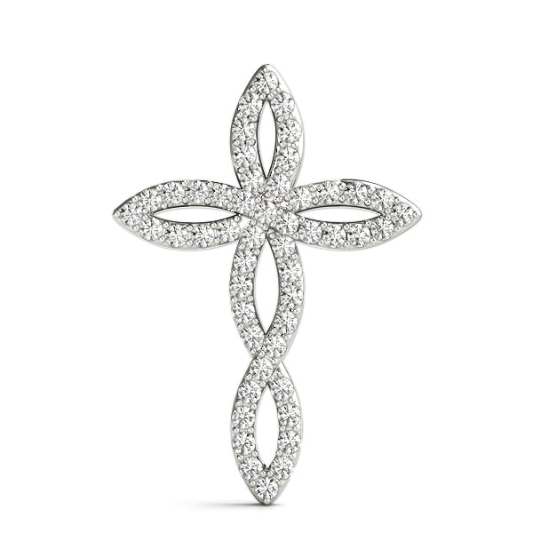 Diamond Religious Cross Pendant - 14K White Gold