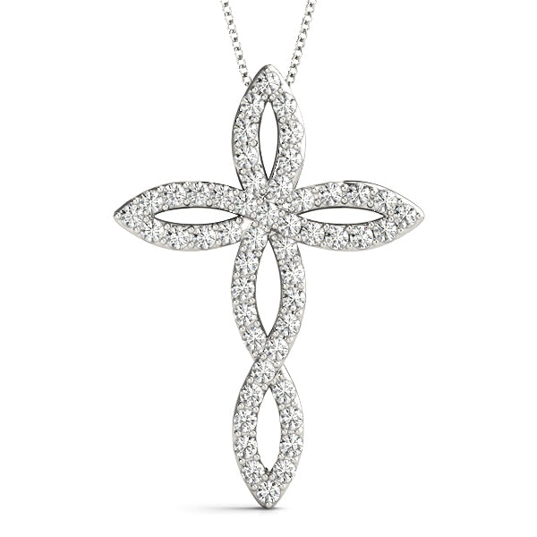 White Platinum Diamond Religious Cross Pendant