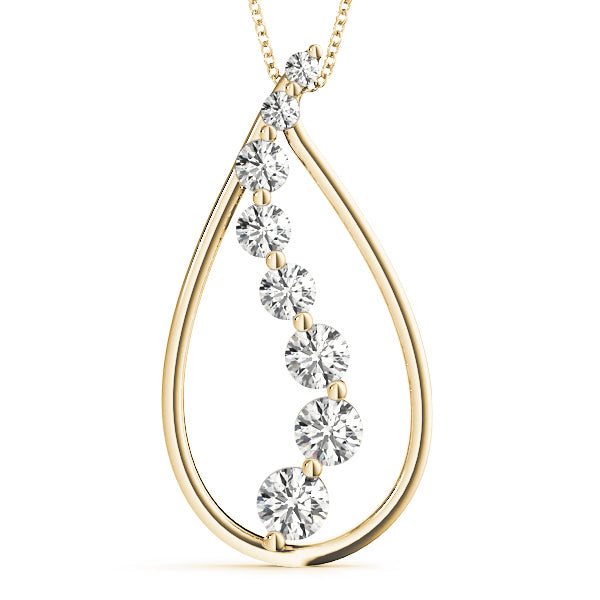 14K Yellow Gold Round Diamond Journey Pendant