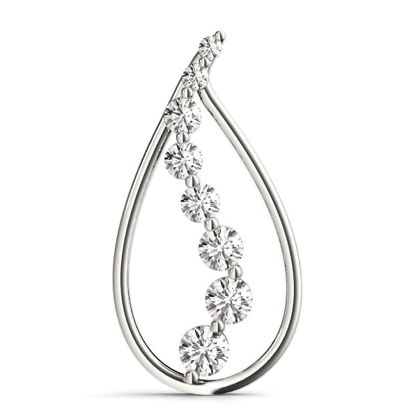 14K White Gold Diamond Journey Pendant
