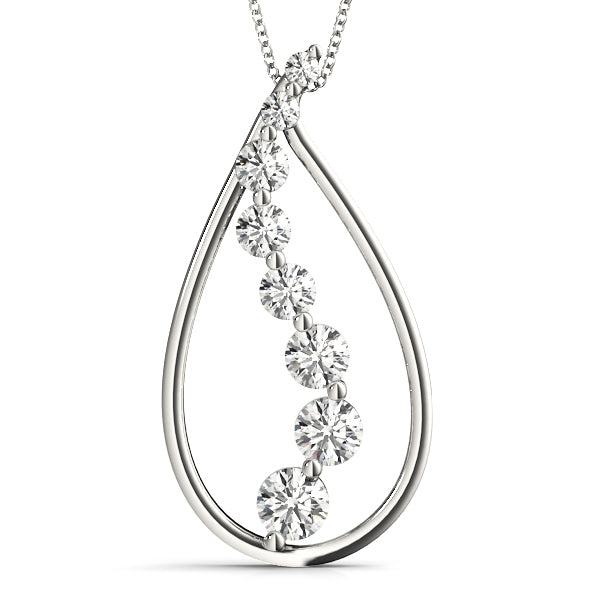 14K White Gold Diamond Journey Pendant