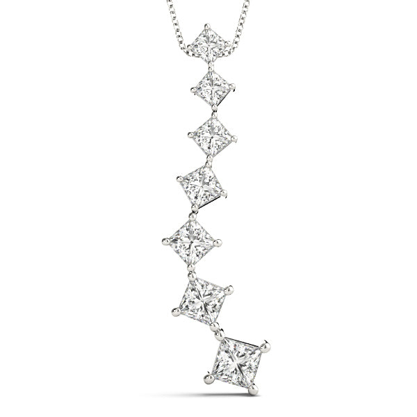 14K White Gold Square Diamond Journey Pendant