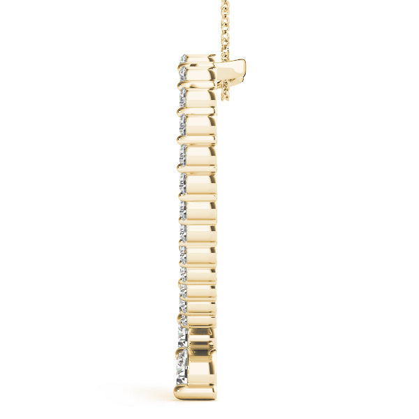 14K Yellow Gold Round Diamond Journey Pendant