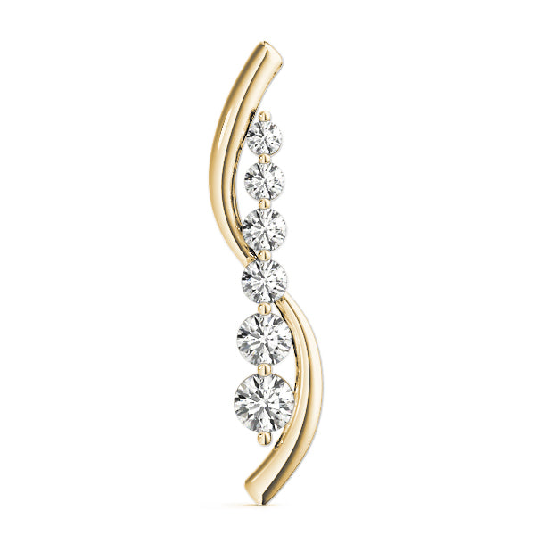 14K Yellow Gold Round Diamond Journey Pendant