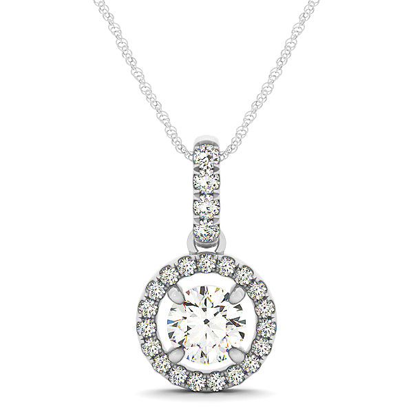 Platinum Round Diamond Halo Pendant