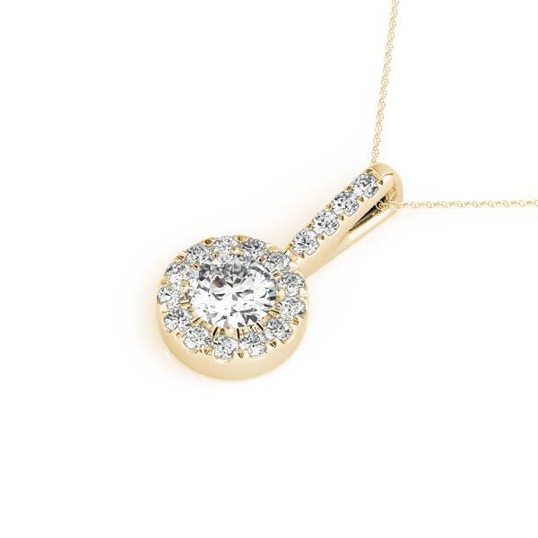 18K Yellow Gold Lab Diamond Round Halo Pendant