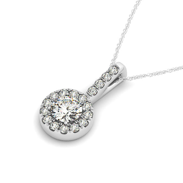 18K White Gold Lab Diamond Halo Pendant