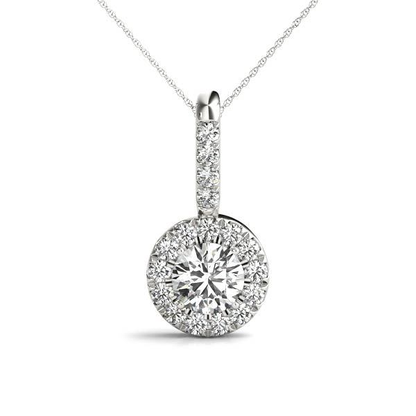 18K White Gold Lab Diamond Halo Pendant