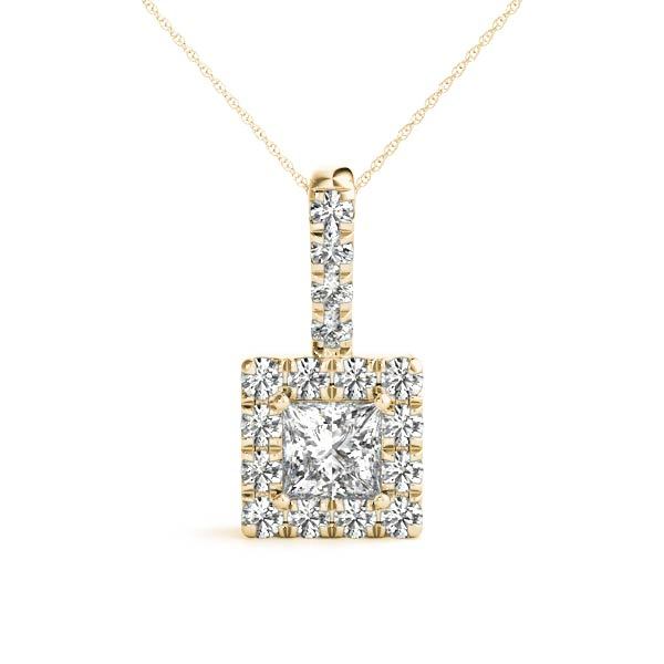 18K Yellow Gold Lab Diamond Halo Pendant
