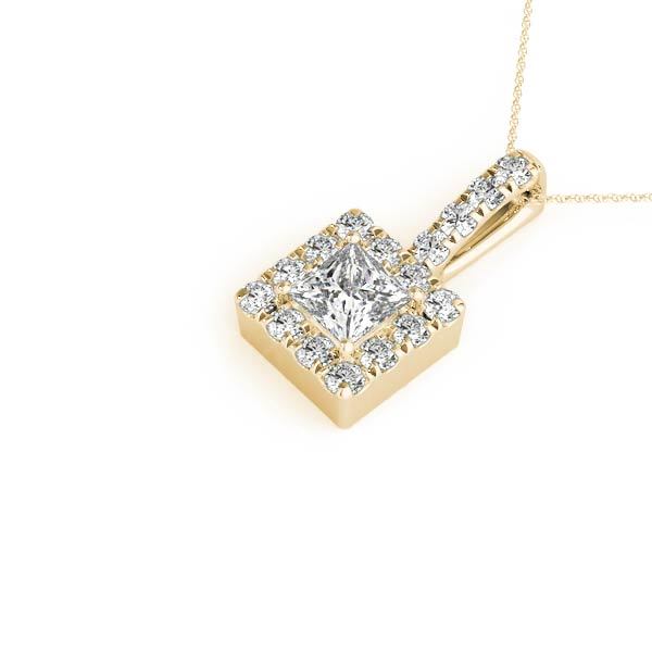 14K Yellow Gold Lab Diamond Halo Pendant