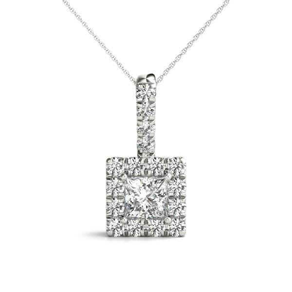 18K White Gold Lab Diamond Halo Pendant