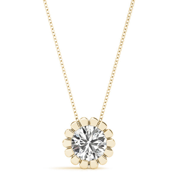 14K Yellow Gold 1ct Diamond Solitaire Pendant Necklace