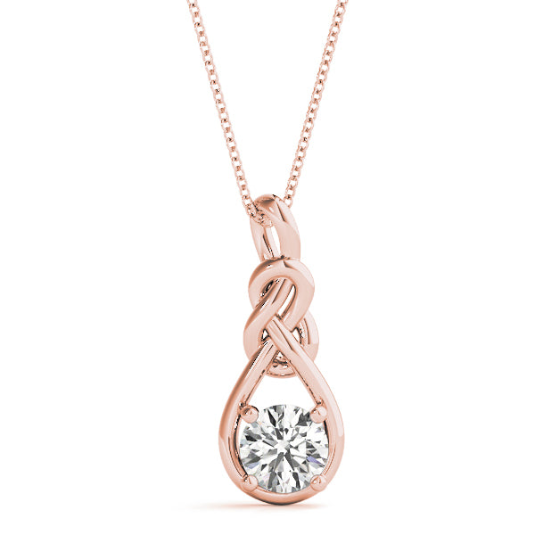 14K Rose Gold 1 CT Diamond Love Knot Pendant