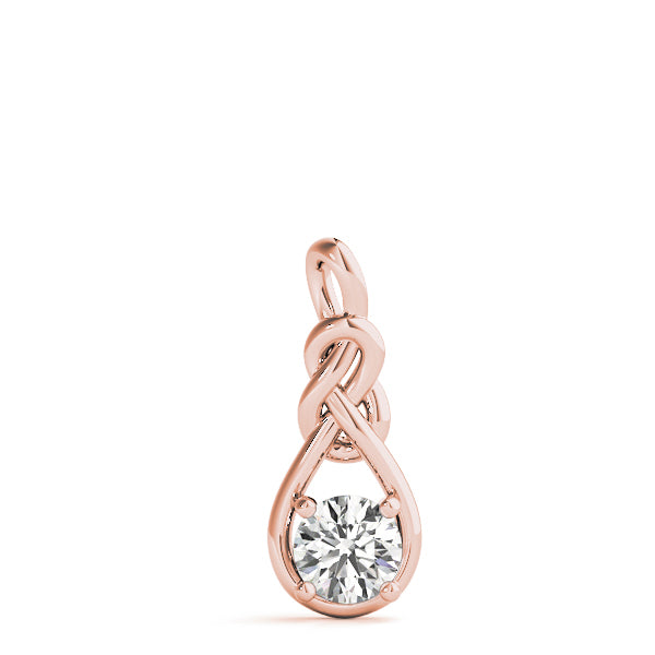 14K Rose Gold 1 CT Diamond Love Knot Pendant