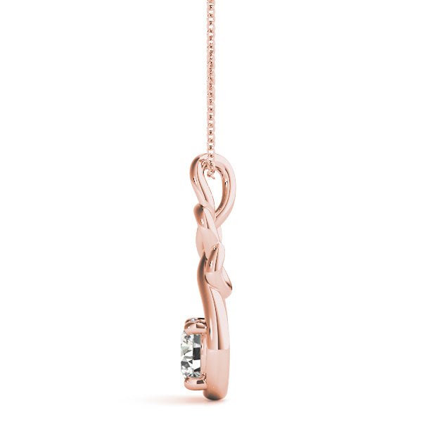 14K Rose Gold 1 CT Diamond Love Knot Pendant