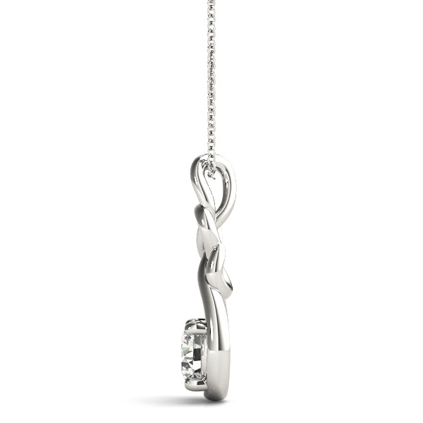 14K White Gold Diamond Love Knot Pendant Necklace
