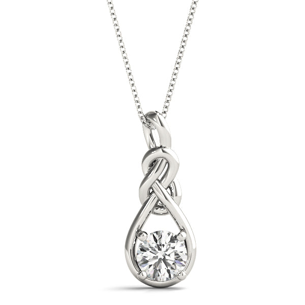 18K White Gold Diamond Love Knot Pendant
