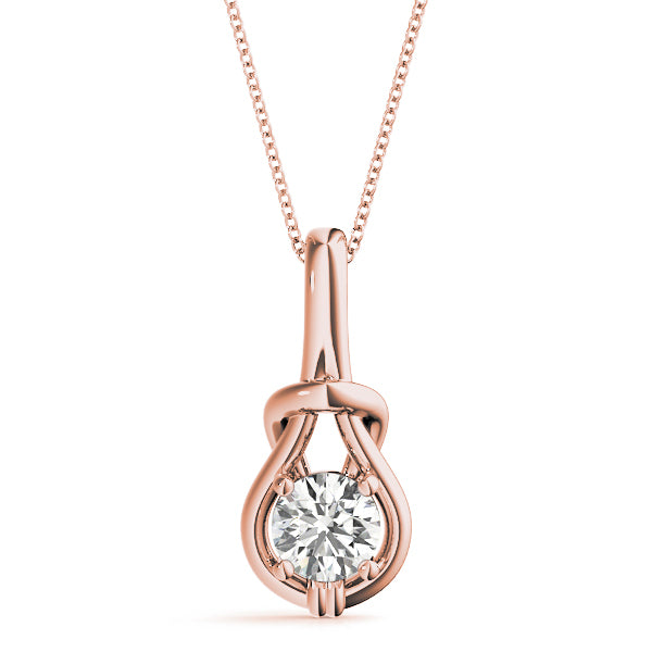 14K Rose Gold 1 CT Diamond Love Knot Pendant