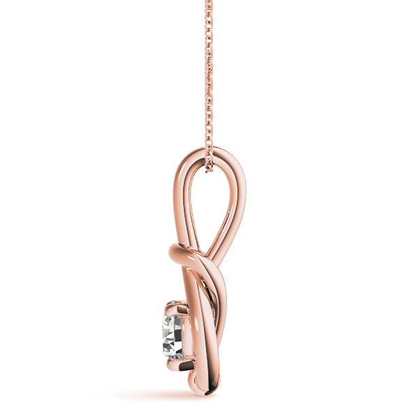 14K Rose Gold 1 CT Diamond Love Knot Pendant