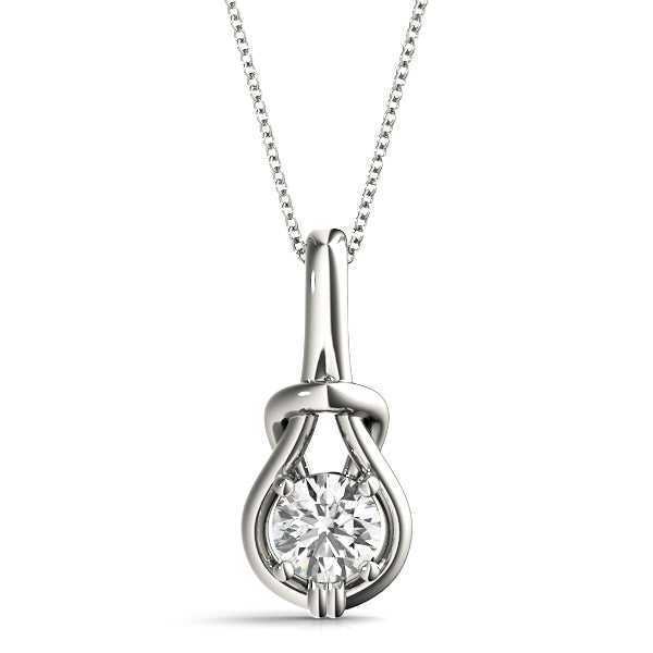 14K White Gold Diamond Love Knot Pendant