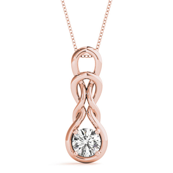 14K Rose Gold Diamond Love Knot Pendant
