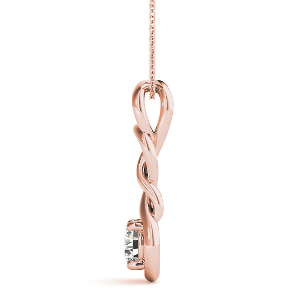 14K Rose Gold Diamond Love Knot Pendant