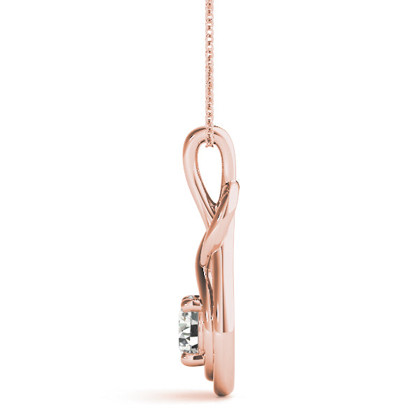 14K Rose Gold Diamond Love Knot Pendant