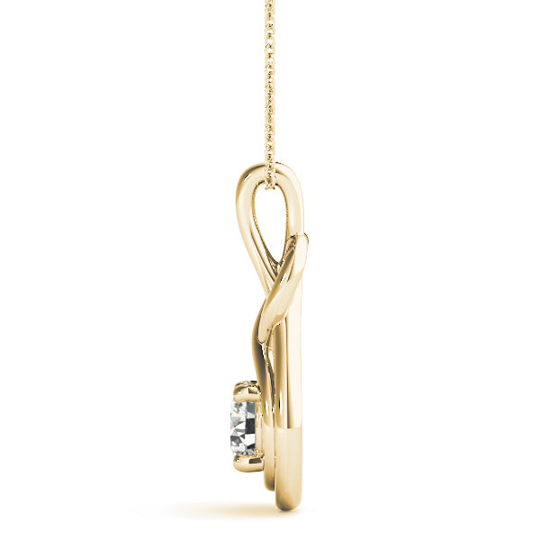 14K Yellow Gold Diamond Love Knot Pendant Necklace
