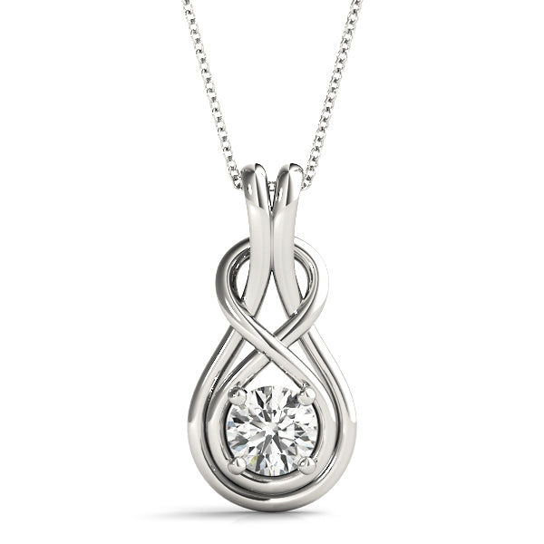 White Gold Diamond Love Knot Pendant | 0.1 CT Lab Diamond